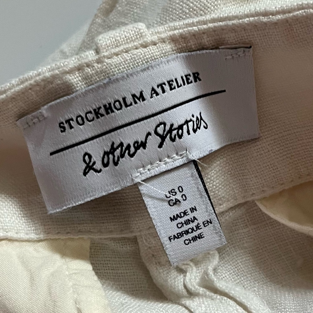 & Other Stories • 100% Linen Pleated Cream Trousers Pants - Picture 4 of 6